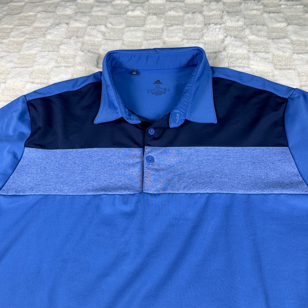 Adidas Golf Polo Shirt Mens XL Blue Primegreen ClimaLite Athletic Top - Picture 4 of 10